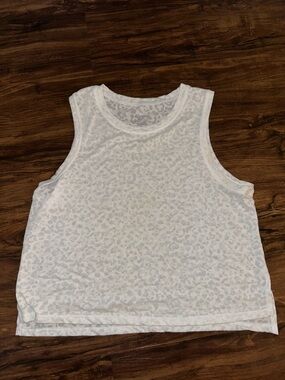 Women’s White Sheer Leopard Print Tank Top MEDIUM